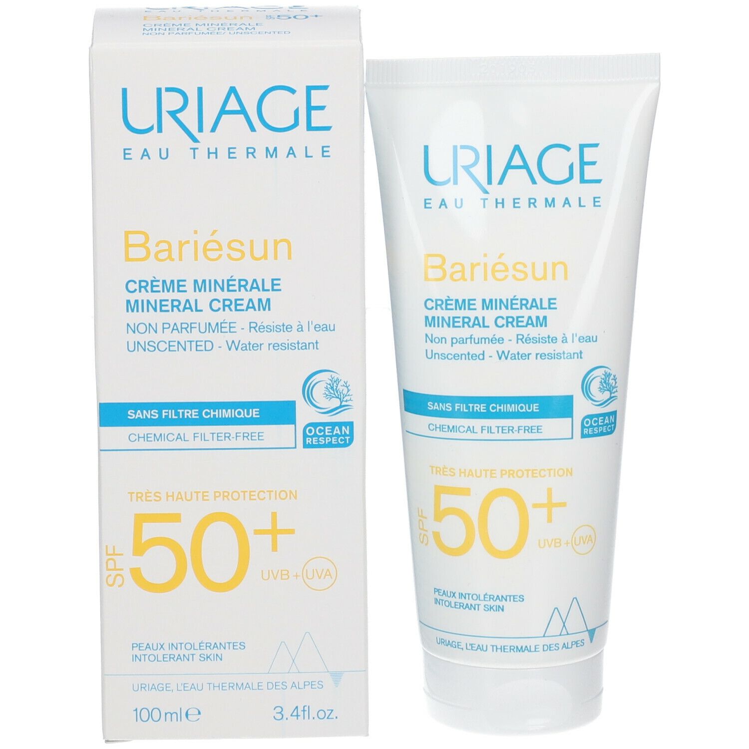 image Uriage – Bariésun 50+ crème minérale, tube de 100ml