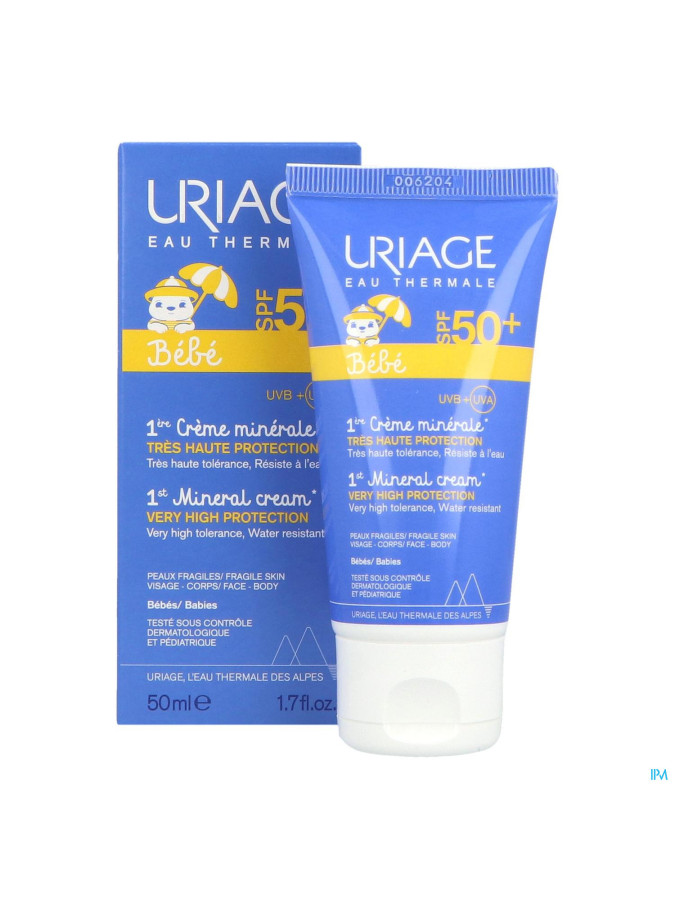 image Uriage – Bébé solaire 50+ crème minérale, tube de 50ml